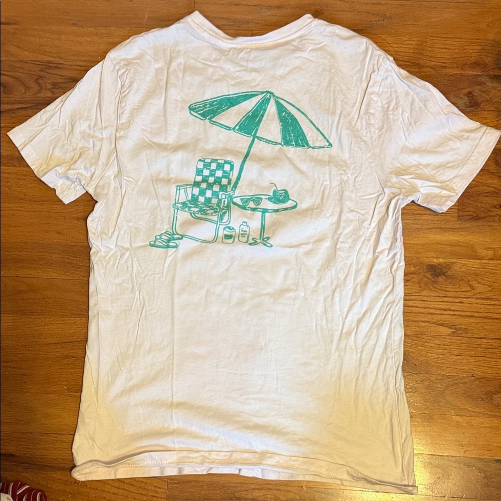 Men’s White T-Shirt with Mint Beach Graphic